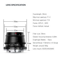 Load image into Gallery viewer, TTArtisan 35mm f1.4 for Leica L Mount TT Artisan 35mm f/1.4 GARANSI RESMI