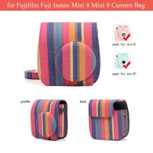 Load image into Gallery viewer, Leather Bag Instax Mini 8 / 9 Pouch Instax - Stripe Rainbow