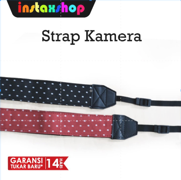 Leather Strap Kamera - Black Polkadot Red Polkadot