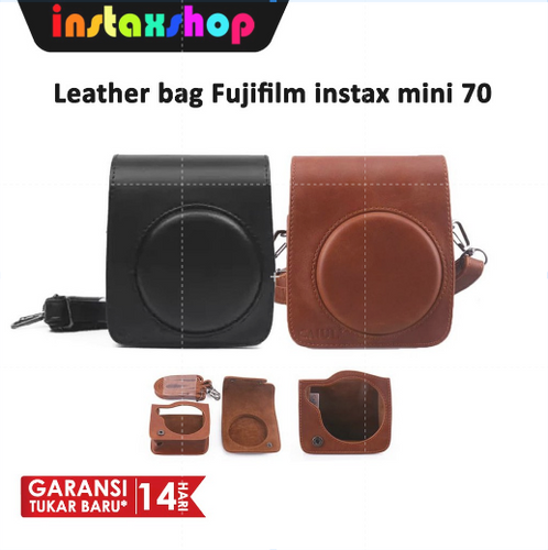 Pouch Instax Mini 70 Leather Bag- Coklat