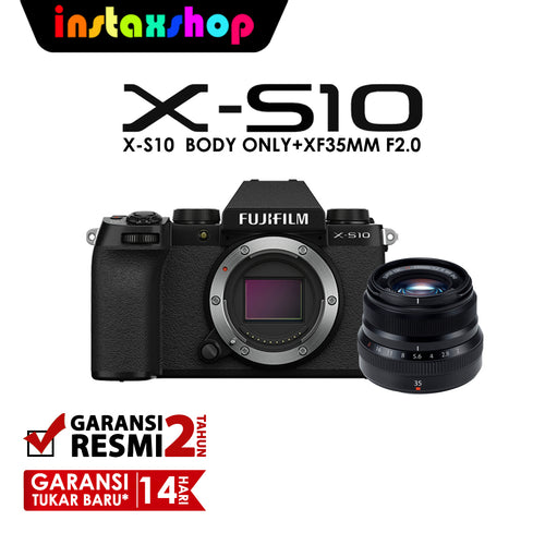 Fujifilm X-S10 XS10 Body Kit XF 35mm F2 R WR  Kamera Mirrorless Garansi Resmi