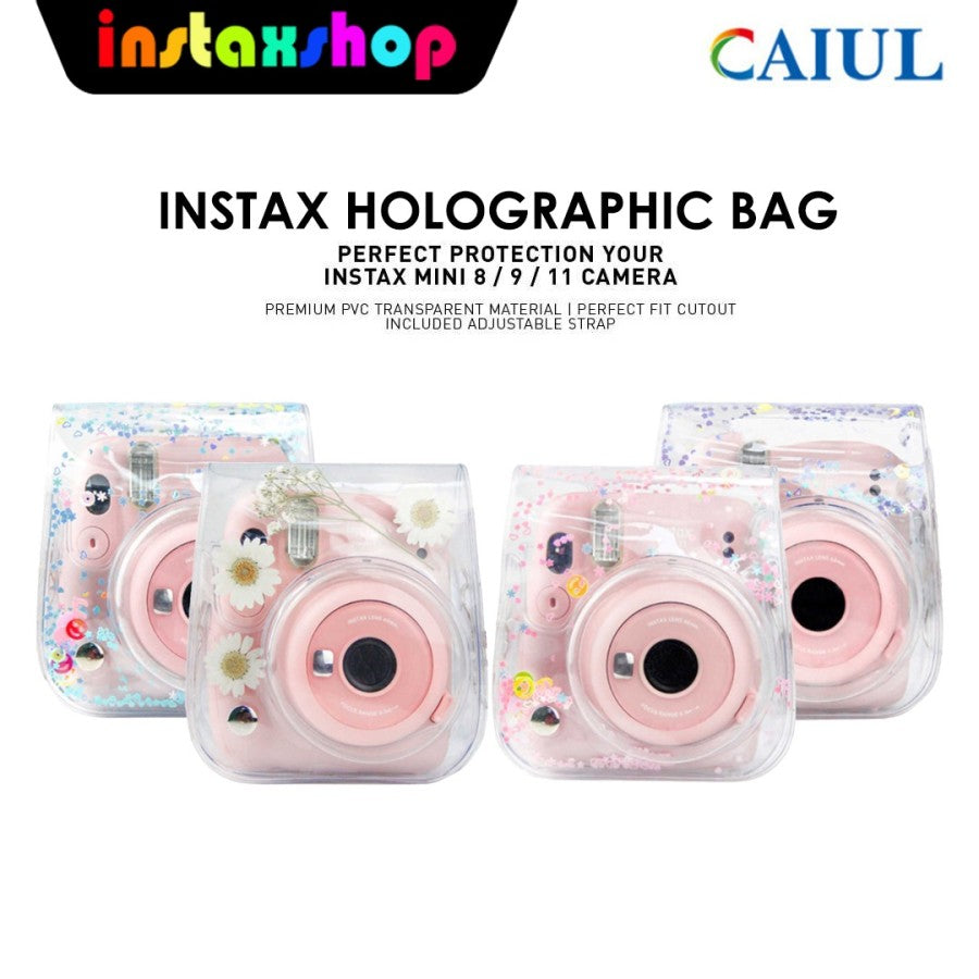 Tas Instax Mini Leather Bag 8/9/11 Polaroid HOLO Glitter Payet Instax