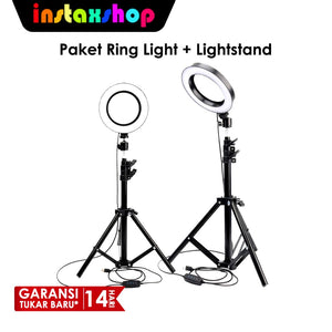 PAKET Ring Light 20cm/26cm/30cm+ Lightstand 160CM/200CM/200CM Lampu Beauty Make Up Vlog